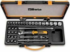 BETA Set 17 Chiavi A Bussola 12 Giravite 5 Accessori 3/8" - Valigetta in Metallo