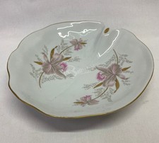 Piatto centrotavola in porcellana Limoges France bianco e oro 26x25x6 cm arredo