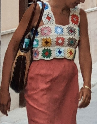 Top granny multicolore fatto - top,