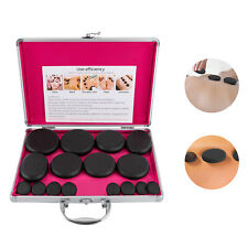 Set pietre massaggio caldo scalda roccia kit rocce basalto naturale con scatola riscaldante 16 pezzi