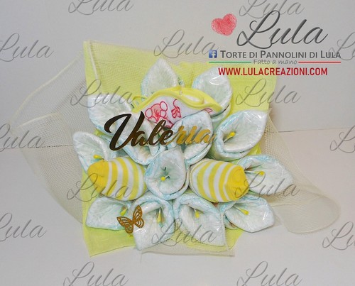 Torta pannolini bouquet fiori - pannolini,