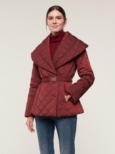 Motivi piumino corto con collo a scialle e cintura rosso tg 46/48 nuovo