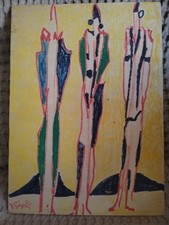 ANTONIO VANGELLI  "CIRCO" TECNICA MISTA SU COMPENSATO  26 X 36