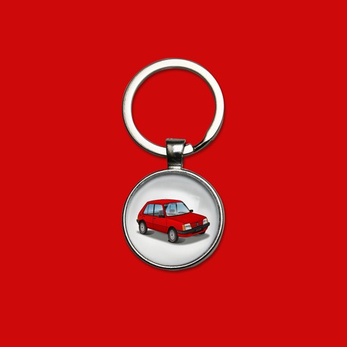Porte clés peugeot 205 rouge - porte-clés,