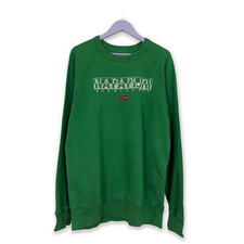 Felpa Napapijri verde a girocollo con logo stampato - Taglia XL uomo