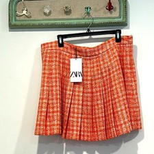 Minigonna Zara arancione tweed
