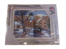 KIT/QUADRO MEZZO PUNTO 20X25 "PASSEGGIATA INVERNALE IN SLITTA"