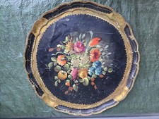 Vassoio Vintage In Legno Stile Fiorentino  decorato a mano