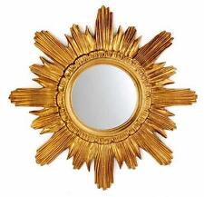 Specchio da Parete Barocco Antico Sole Arrotondato IN Oro 42x42 CM Repro