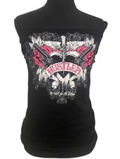 Raro tatuaggio Y2K Hustler Tube Top ali di angelo gotico grafica croce rosa