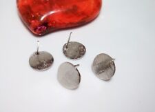 2coppie base orecchini perno tondo in ottone placcato platino vero 12mm bijoux