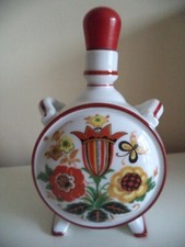 Zsolnay Hungary anni '30 fiaschetta bottiglietta porcellana bianca decoro fiori