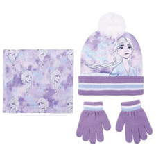 Disney Frozen da 3-7anni Cappello Pompon con Scaldacollo Guanti Invernale