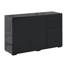 HOMCOM Mobiletto Multiuso con 2 cassetti e 2 armadietti 117x36x74cm Nero