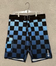 Atama Shorts Mens Size 34 35 Blue Checkered MMA Jiu Jitsu Lightweight Brazil
