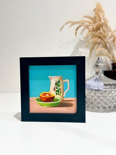 Vaso arancia dipinto olio - arancia,