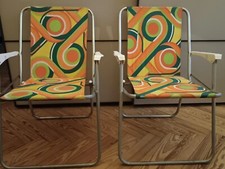 Sedia Sedie Poltroncine pieghevoli in tessuto e ferro modernariato  Vintage  '60