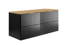 Armadio Armadietto Mobile Lavandino Appoggio Bagno Lavabo 120 cm Nero / Rovere