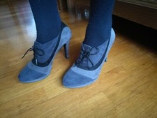 Tronchetti Stivaletti 38 Tacco alto 10 plateau Scamosciato Grigio nero boot sexy