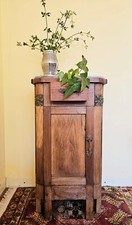 Comodino Stipo Mobile Legno Massello  Marmo Fregi In Ottone 1 Cassetto 1915 ca.