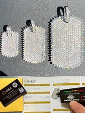 Collana con ciondolo hip hop ghiacciato targhetta cane argento massiccio 925 vera MOISSANITE - 3 misure