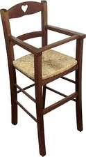 DecHome Seggiolone Bimbo Legno protezione Sedile, seduta in Paglia Noce SEDSIC38