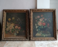 Coppia Di Quadri A Olio Su