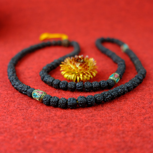 Collana mala rudraksha nera - mala,
