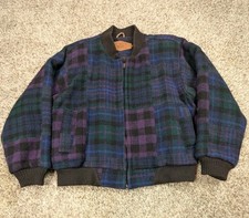 Giacca vintage Woolrich uomo media a quadri bomber isolata full zip lana USA