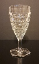 Calice acqua alto cristallo vetro cubista vintage Fostoria base esagonale 6,75"
