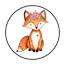 48 BUSTE WOODLAND FOX SIGILLI ETICHETTE ADESIVI 1,2" BOMBONIERA ROTONDA 