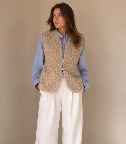 Gilet lana merino beige - in,