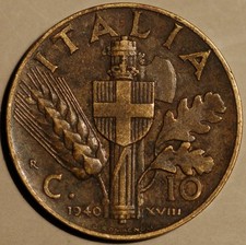 Italy 10 Centesimi 1940