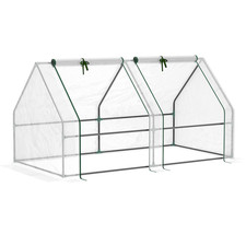 Mini Serra Bianca 180x90x90cm Acciaio e Plastica Polytunnel Copertura con Cerniere UK