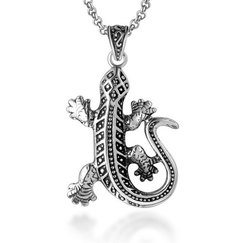 Collana geco uomo acciaio - collana,