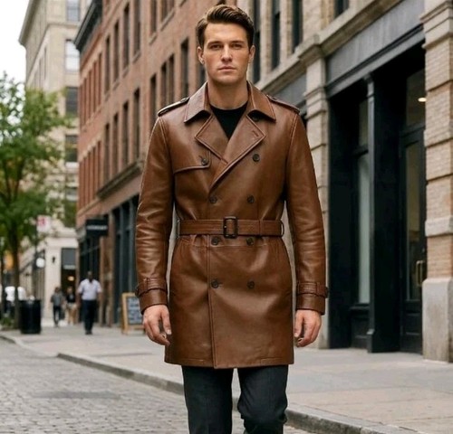 Trench cappotto uomo pelle