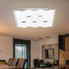 Plafoniera Lampada da Cucina Vetro Opale Corridoio Cromato L 30 CM