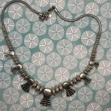 Collana Vintage Perline Turchese Sud Occidentale Tono Argento Dichiarazione Tribale