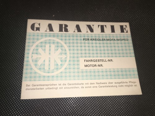 Libretto garanzia kreidler - libretto,