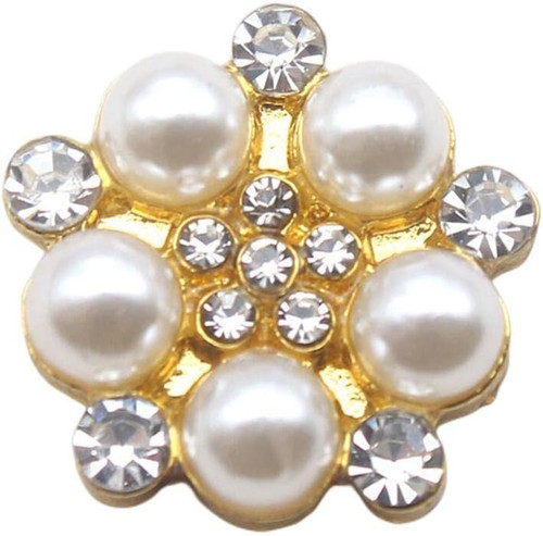 Pezzi bottoni strass perla - 10,