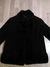 lotto 858 piumino giacca cappotto donna nero con pelliccia TG. M/L