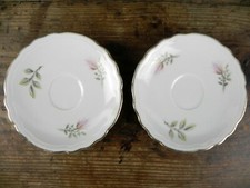 2 piattini piatti da caffè porcellana DURKEN sottobicchieri in decori floreali