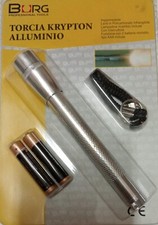 TORCIA MINI TORCIA ALLUMINIO CM. 13 IMPERMEABILE + 2 BATTERIE E GANCETTO