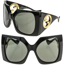 Occhiali da sole unisex Gucci 1255 nero oro logo Gg1255S maschera oversize avvolgenti 001