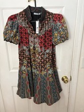 Abito Alice + Olivia Pauline floreale seta nero e multicolore mini XS USATO IN OTTIME CONDIZIONI