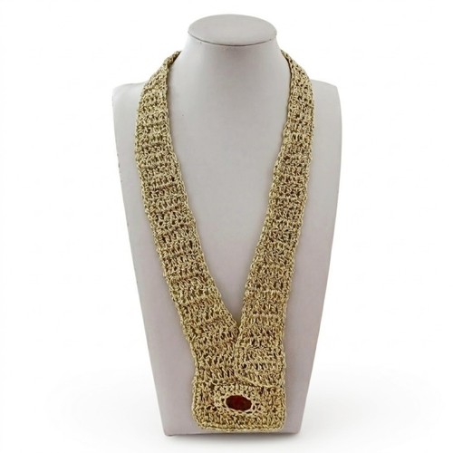 Collana lunga uncinetto oro - collana,
