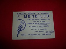 Bigliettino da visita Uccelli esotici F. Mendillo vintage Roma Lazio