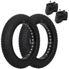 2 COPERTONI 20X4.00 FAT BIKE TASSELLATO + CAMERE D'ARIA BICI RIGIDO NERO