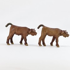 Lotto di 2 Schleich 13005A vitello marrone in piedi vita agricola in pensione rari