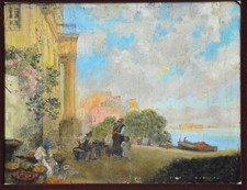 Antico dipinto olio su tavola- Scena Popolare Napoletana - Firma Gianni- XIX sec